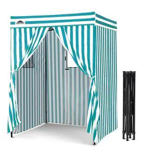 4x4 Pop Up Changing Tent, Flat Top Changing Room, White/Light Blue 4x4 Pop Up Changing Tent, Flat Top Changing Room, White/Light Blue