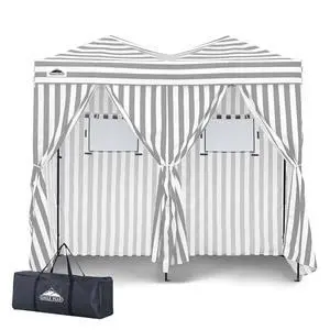 Outdoor Pop Up Changing Room 8x4 ft, 2-Room Portable Privacy Shelter for Beach, Pool, Photoshoots or Dressing Room, Gray/White Outdoor Pop Up Changing Room 8x4 ft, 2-Room Portable Privacy Shelter for Beach, Pool, Photoshoots or Dressing Room, Gray/White