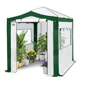 8x6 Portable Walk in Greenhouse with Polyester Reinforced Corners, Instant Pop Up Indoor Outdoor Gardening Green House, Roll Up Zipper Entry Doors and Mesh Windows, Green/White 8x6 Portable Walk in Greenhouse with Polyester Reinforced Corners, Instant Pop Up Indoor Outdoor Gardening Green House, Roll Up Zipper Entry Doors and Mesh Windows, Green/White