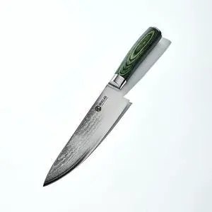 8 Inch Japanese Damascus Stainless Steel Chefs Knife, Full Tang Construction, Pakkawood Handle 8 Inch Japanese Damascus Stainless Steel Chefs Knife, Full Tang Construction, Pakkawood Handle