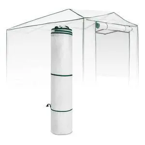 Woven Replacement Cover for 8x6 Portable Walk-in Pop up Greenhouse, Front and Rear Roll-Up Zipper Entry Doors and 4 Roll-Up Side Windows (Frame Not Included), White Woven Replacement Cover for 8x6 Portable Walk-in Pop up Greenhouse, Front and Rear Roll-Up Zipper Entry Doors and 4 Roll-Up Side Windows (Frame Not Included), White