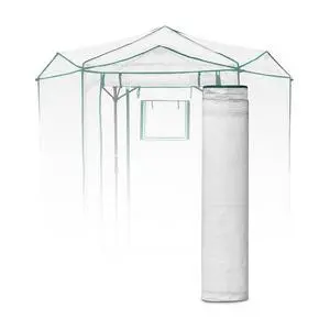 Replacement Cover for 6.6x6.6 ft Hexagon Pop up Greenhouse, Front and Rear Roll-Up Zipper Entry Doors and 2 Roll-Up Side Windows (Frame Not Included), White Replacement Cover for 6.6x6.6 ft Hexagon Pop up Greenhouse, Front and Rear Roll-Up Zipper Entry Doors and 2 Roll-Up Side Windows (Frame Not Included), White