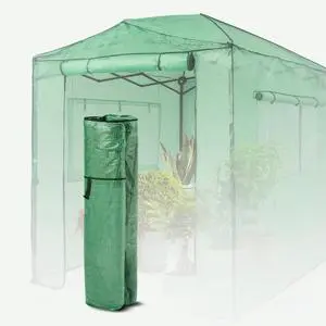 Replacement Cover for 8x6 Portable Walk-in Pop up Greenhouse, Front and Rear Roll-Up Zipper Entry Doors and 2 Large Roll-Up Side Windows (Frame Not Included), Green Replacement Cover for 8x6 Portable Walk-in Pop up Greenhouse, Front and Rear Roll-Up Zipper Entry Doors and 2 Large Roll-Up Side Windows (Frame Not Included), Green