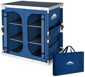 Double Folding Camping Table with Storage Organizer and Side Pockets, Portable Outdoor Portable Camping Table for BBQ, Picnic and Tailgating, Carry Bag Included, Blue Double Folding Camping Table with Storage Organizer and Side Pockets, Portable Outdoor Portable Camping Table for BBQ, Picnic and Tailgating, Carry Bag Included, Blue