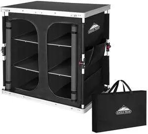 Double Folding Camping Table with Storage Organizer and Side Pockets, Portable Outdoor Portable Camping Table for BBQ, Picnic and Tailgating, Carry Bag Included, Black Double Folding Camping Table with Storage Organizer and Side Pockets, Portable Outdoor Portable Camping Table for BBQ, Picnic and Tailgating, Carry Bag Included, Black
