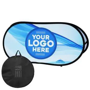 Custom A Frame Pop Up Banner Display, Double Sided Pop Out Advertising Sign for Promotional Events, Trade Shows, Sports, Add Your Business Logo Design or Text, 2.25x4ft Oval Custom A Frame Pop Up Banner Display, Double Sided Pop Out Advertising Sign for Promotional Events, Trade Shows, Sports, Add Your Business Logo Design or Text, 2.25x4ft Oval