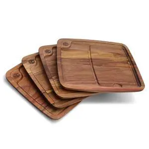 HexClad 4-Piece Bistecca Wooden Steak Plate Set with Juice Channel for Meats, Stackable Design with Straight Edges and Completely Flat Base, Easy to Clean, Lightweight and Durable HexClad 4-Piece Bistecca Wooden Steak Plate Set with Juice Channel for Meats, Stackable Design with Straight Edges and Completely Flat Base, Easy to Clean, Lightweight and Durable