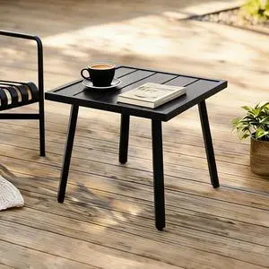 Small Patio Side Table, Weather-Resistant Outdoor Table for Balcony, Porch, Deck, or Garden, Modern Design, Square, 18" x 18" x 15" Small Patio Side Table, Weather-Resistant Outdoor Table for Balcony, Porch, Deck, or Garden, Modern Design, Square, 18" x 18" x 15"