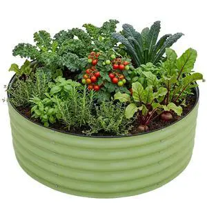 42'' Round 17'' Tall Raised Garden Bed Planter, Outdoor Galvanized Metal Planter Box for Vegetables, Flowers, Herbs, Olive Green 42'' Round 17'' Tall Raised Garden Bed Planter, Outdoor Galvanized Metal Planter Box for Vegetables, Flowers, Herbs, Olive Green