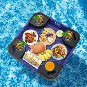 24x24 Square Floating Tray for Pool and Hot Tub Wicker Serving Tray with Handles & Cup Large Floating Tray for Food & Drinks, Blue 24x24 Square Floating Tray for Pool and Hot Tub Wicker Serving Tray with Handles & Cup Large Floating Tray for Food & Drinks, Blue