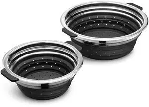 2-Piece Steamer Basket Set for Steaming and Draining, Fits HexClad's 3 and 8Qt Pots, Dishwasher-Safe, Space-Saving Design, Heat-Safe to 425ºF, Non-Slip Handles, Silicone and Stainless Steel 2-Piece Steamer Basket Set for Steaming and Draining, Fits HexClad's 3 and 8Qt Pots, Dishwasher-Safe, Space-Saving Design, Heat-Safe to 425ºF, Non-Slip Handles, Silicone and Stainless Steel