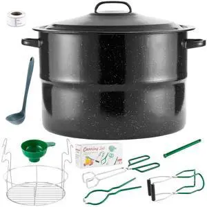 Canning Pot, 21.5QT Water Bath Canning Pot with Rack and Lid, Stainless Steel Canning Rack, Canning Starter Kit for Beginner, for Home, by Kendane. Canning Pot, 21.5QT Water Bath Canning Pot with Rack and Lid, Stainless Steel Canning Rack, Canning Starter Kit for Beginner, for Home, by Kendane.