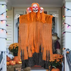 Halloween Decorations Outdoor and Indoor,Halloween Hanging Ghosts,Scary Grim Reaper Skeleton with Light-Up Eyes and Creepy Sound,Scary Party Decorations for Yard,Lawn,Haunted House Decor Halloween Decorations Outdoor and Indoor,Halloween Hanging Ghosts,Scary Grim Reaper Skeleton with Light-Up Eyes and Creepy Sound,Scary Party Decorations for Yard,Lawn,Haunted House Decor