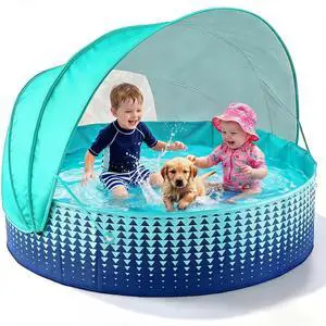 Kiddie Baby Pool with Canopy - Foldable Infant Toddler Kids Pool with Shade Baby Beach Essentials Tent Swimming Wading Pools for Toddlers 1-3 + Kids Dogs Ball Pit Backyard Water Play G, 48" Kiddie Baby Pool with Canopy - Foldable Infant Toddler Kids Pool with Shade Baby Beach Essentials Tent Swimming Wading Pools for Toddlers 1-3 + Kids Dogs Ball Pit Backyard Water Play G, 48"