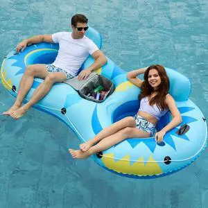 Inflatable River Tube Float - 2 Person Heavy Duty River Float Pool Floats with Removable Cooler Lake Water Tubes for Floating River Raft Lounge Floatie with 2 Cup Holders for Adults (SB) Inflatable River Tube Float - 2 Person Heavy Duty River Float Pool Floats with Removable Cooler Lake Water Tubes for Floating River Raft Lounge Floatie with 2 Cup Holders for Adults (SB)