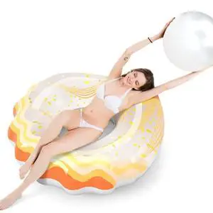Inflatable Seashell Pool Float Floatie with Ball Water Fun Large Blow Up Summer Beach Swimming Floaty Party Toys Lounge Raft for Adults Inflatable Seashell Pool Float Floatie with Ball Water Fun Large Blow Up Summer Beach Swimming Floaty Party Toys Lounge Raft for Adults