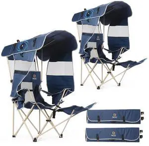 Canopy Camping Chair with Fan, Oversized Folding Outdoor Umbrella Chair with Canopy&Footrest, Side Shade, USB Powered Cooling Chair, for Camping, Sports, Beach (2 Pack) Canopy Camping Chair with Fan, Oversized Folding Outdoor Umbrella Chair with Canopy&Footrest, Side Shade, USB Powered Cooling Chair, for Camping, Sports, Beach (2 Pack)