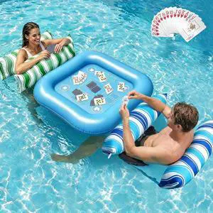 Pool Floats Adult Games - 2 Pack Fabric Inflatable Pool Floaties Water Hammock Chair w Floating Table Waterproof Playing Cards Party Game Toys Lake Lounger Raft Pool Hammock Float Floaty Pool Floats Adult Games - 2 Pack Fabric Inflatable Pool Floaties Water Hammock Chair w Floating Table Waterproof Playing Cards Party Game Toys Lake Lounger Raft Pool Hammock Float Floaty