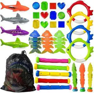 Pool Diving Toys Games - 31 PCS Swimming Pool Toys for Kids Teens with Diving Rings Dive Sticks Underwater Treasures Torpedo Bandits Fish Toy etc Fun Water Swim Toy for Boys Girls Adults Pool Diving Toys Games - 31 PCS Swimming Pool Toys for Kids Teens with Diving Rings Dive Sticks Underwater Treasures Torpedo Bandits Fish Toy etc Fun Water Swim Toy for Boys Girls Adults