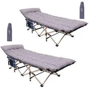 Camping Cots with Cushion, Folding Cots with Mattress for Adults, Bed Camping with Pillow, Carry Bag, Storage Pocket, Extra Wide Sturdy, Holds Up to 500 Lbs (2, Mattress Grey) Camping Cots with Cushion, Folding Cots with Mattress for Adults, Bed Camping with Pillow, Carry Bag, Storage Pocket, Extra Wide Sturdy, Holds Up to 500 Lbs (2, Mattress Grey)