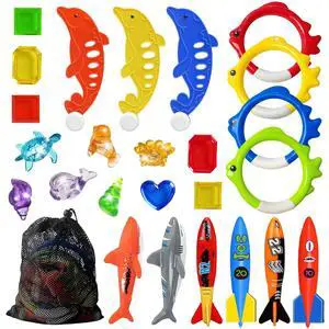 Pool Diving Toys Games - 25PCS Swimming Pool Toys with Dive Sticks and Rings Underwater Treasures Torpedo Bandits Fish Toy etc Fun Water Swim Toy for Boys Girls Adults Kids Teens Pool Diving Toys Games - 25PCS Swimming Pool Toys with Dive Sticks and Rings Underwater Treasures Torpedo Bandits Fish Toy etc Fun Water Swim Toy for Boys Girls Adults Kids Teens