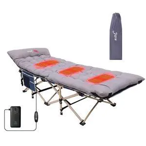 Heated Cot, Heated Camping Cots with Cushion, Folding Cots with Mattress for Adults, with Pillow, Carry Bag, Storage Pocket, Extra Wide Sturdy, Up to 500 Lbs (1 Pack Grey) Heated Cot, Heated Camping Cots with Cushion, Folding Cots with Mattress for Adults, with Pillow, Carry Bag, Storage Pocket, Extra Wide Sturdy, Up to 500 Lbs (1 Pack Grey)