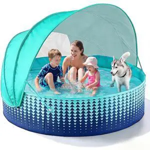 Kiddie Baby Pool with Canopy - Foldable Infant Toddler Kids Pool with Shade Baby Beach Essentials Tent Swimming Wading Pools for Toddlers 1-3 + Kids Dogs Ball Pit Backyard Water Play G, 79" Kiddie Baby Pool with Canopy - Foldable Infant Toddler Kids Pool with Shade Baby Beach Essentials Tent Swimming Wading Pools for Toddlers 1-3 + Kids Dogs Ball Pit Backyard Water Play G, 79"