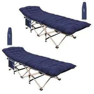 Camping Cots with Cushion, Folding Cots with Mattress for Adults, Bed Camping with Pillow, Carry Bag, Storage Pocket, Extra Wide Sturdy, Holds Up to 500 Lbs (2, Mattress Navy) Camping Cots with Cushion, Folding Cots with Mattress for Adults, Bed Camping with Pillow, Carry Bag, Storage Pocket, Extra Wide Sturdy, Holds Up to 500 Lbs (2, Mattress Navy)