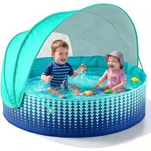 Kiddie Baby Pool with Canopy - Foldable Infant Toddler Kids Pool with Shade Baby Beach Essentials Tent Swimming Wading Pools for Toddlers 1-3 + Kids Dogs Ball Pit Backyard Water Play G, 40" Kiddie Baby Pool with Canopy - Foldable Infant Toddler Kids Pool with Shade Baby Beach Essentials Tent Swimming Wading Pools for Toddlers 1-3 + Kids Dogs Ball Pit Backyard Water Play G, 40"