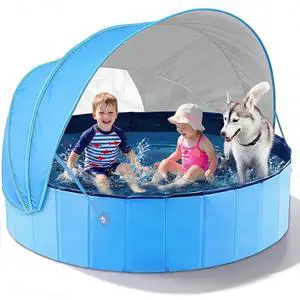 Kiddie Baby Pool with Canopy - Foldable Infant Toddler Kids Pool with Shade Baby Beach Essentials Tent Swimming Wading Pools for Toddlers 1-3 + Kids Dogs Ball Pit Backyard Water Play B, 63" Kiddie Baby Pool with Canopy - Foldable Infant Toddler Kids Pool with Shade Baby Beach Essentials Tent Swimming Wading Pools for Toddlers 1-3 + Kids Dogs Ball Pit Backyard Water Play B, 63"
