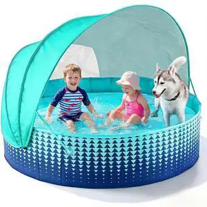 Kiddie Baby Pool with Canopy - Foldable Infant Toddler Kids Pool with Shade Baby Beach Essentials Tent Swimming Wading Pools for Toddlers 1-3 + Kids Dogs Ball Pit Backyard Water Play G, 63" Kiddie Baby Pool with Canopy - Foldable Infant Toddler Kids Pool with Shade Baby Beach Essentials Tent Swimming Wading Pools for Toddlers 1-3 + Kids Dogs Ball Pit Backyard Water Play G, 63"
