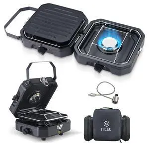 Camping Stove, Portable Camping Stove Propane, 2 Burner Propane Gas Stove, Mini Propane Grill, 16000 BTU Camp Stove with 2 Burner, Grill & Carry Bag for Camping Camping Stove, Portable Camping Stove Propane, 2 Burner Propane Gas Stove, Mini Propane Grill, 16000 BTU Camp Stove with 2 Burner, Grill & Carry Bag for Camping
