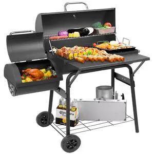 Barrel Charcoal Grill with offset smoker,550 Square Inches Cooking Area, Outdoor BBQ Grill with Front Shelf, Perfect for Backyard, Patio Parties and Picnics. Barrel Charcoal Grill with offset smoker,550 Square Inches Cooking Area, Outdoor BBQ Grill with Front Shelf, Perfect for Backyard, Patio Parties and Picnics.