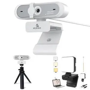 NexiGo 60FPS 1080P Webcam Kits, N660P FHD USB Web Camera with Privacy Cover and Dual Microphones, Upgraded Video Conference Lighting, Lightweight Mini Tripod, for Zoom/Skype/Teams, White NexiGo 60FPS 1080P Webcam Kits, N660P FHD USB Web Camera with Privacy Cover and Dual Microphones, Upgraded Video Conference Lighting, Lightweight Mini Tripod, for Zoom/Skype/Teams, White