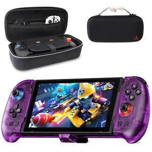 NexiGo Hall Effect Gripcon with Kickstand and HDMI Out for TV Docking, Hall Sensing Joystick for Switch/Switch OLED (Purple), Switch Controller Carrying Case with 10 Game Card Holders NexiGo Hall Effect Gripcon with Kickstand and HDMI Out for TV Docking, Hall Sensing Joystick for Switch/Switch OLED (Purple), Switch Controller Carrying Case with 10 Game Card Holders