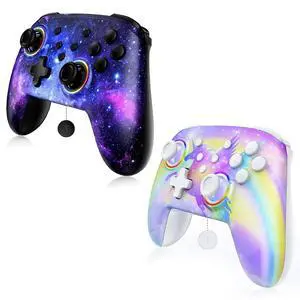 NexiGo Switch Controller 2 Pack, Wireless Bluetooth Controller for Nintendo Switch 2 and Switch, with No Deadzone, Turbo, LED Light, Motion, and Dual Vibration (Cosmic Nebula & Violet Unicorn) NexiGo Switch Controller 2 Pack, Wireless Bluetooth Controller for Nintendo Switch 2 and Switch, with No Deadzone, Turbo, LED Light, Motion, and Dual Vibration (Cosmic Nebula & Violet Unicorn)