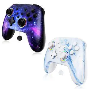 NexiGo Switch Controller 2 Pack, Wireless Bluetooth Controller for Nintendo Switch 2 and Switch, with No Deadzone, Turbo, LED Light, Motion, and Dual Vibration (Cosmic Nebula & Arctic Chiller) NexiGo Switch Controller 2 Pack, Wireless Bluetooth Controller for Nintendo Switch 2 and Switch, with No Deadzone, Turbo, LED Light, Motion, and Dual Vibration (Cosmic Nebula & Arctic Chiller)