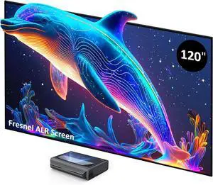 NexiGo Aurora Pro 4K Laser TV, with 120" Fresnel ALR Screen, Factory Calibrated Color Accuracy, 2400 Lumens, for Home Theater and Daylight Use, Dolby Vision & Atoms, Active 3D NexiGo Aurora Pro 4K Laser TV, with 120" Fresnel ALR Screen, Factory Calibrated Color Accuracy, 2400 Lumens, for Home Theater and Daylight Use, Dolby Vision & Atoms, Active 3D