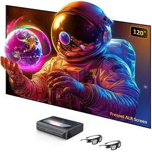 NexiGo Aurora Pro MKII Laser TV with 120" Fresnel ALR Screen and 3D Glasses, 4K Tri-Color Laser UST Projector, Dynamic Iris & Laser Dimming, 0.21:1 Throw Ratio, Dolby Vision, Dolby Atmos, HDR10+ NexiGo Aurora Pro MKII Laser TV with 120" Fresnel ALR Screen and 3D Glasses, 4K Tri-Color Laser UST Projector, Dynamic Iris & Laser Dimming, 0.21:1 Throw Ratio, Dolby Vision, Dolby Atmos, HDR10+