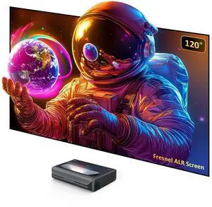 NexiGo Aurora Pro MKII, with 120" Fresnel ALR Screen, Factory Calibrated Color Accuracy, 4K Tri-Color Laser Ultra Short Throw Projector, 30000:1 Contrast Ratio, Dolby Vision & Atmos, HDR10+, 3D NexiGo Aurora Pro MKII, with 120" Fresnel ALR Screen, Factory Calibrated Color Accuracy, 4K Tri-Color Laser Ultra Short Throw Projector, 30000:1 Contrast Ratio, Dolby Vision & Atmos, HDR10+, 3D