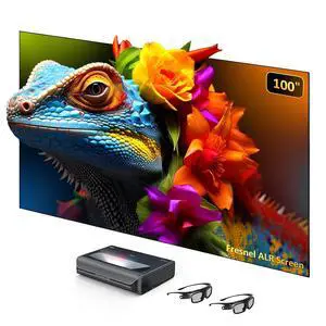 NexiGo Aurora Pro MKII Laser TV with 100" Fresnel ALR Screen and 3D Glasses, 4K Tri-Color Laser UST Projector, Dynamic Iris & Laser Dimming, 0.21:1 Throw Ratio, Dolby Vision, Dolby Atmos, HDR10+ NexiGo Aurora Pro MKII Laser TV with 100" Fresnel ALR Screen and 3D Glasses, 4K Tri-Color Laser UST Projector, Dynamic Iris & Laser Dimming, 0.21:1 Throw Ratio, Dolby Vision, Dolby Atmos, HDR10+