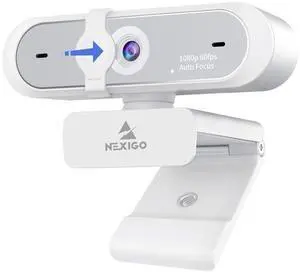 NexiGo N660P 1080P 60FPS Webcam with Software Control, Dual Microphone & Cover, Autofocus, HD USB Computer Web Camera, for OBS/Zoom/Skype/FaceTime/Teams/Twitch, White NexiGo N660P 1080P 60FPS Webcam with Software Control, Dual Microphone & Cover, Autofocus, HD USB Computer Web Camera, for OBS/Zoom/Skype/FaceTime/Teams/Twitch, White