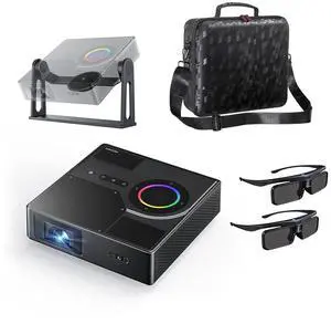NexiGo Nova Mini Portable Laser Projector with Carrying Case/Gimbal Stand/3D Glasses, Google TV w/Netflix, 1080p FHD, 1200 Lumens, 15000:1 Contrast w/SAE, 3D, Auto Setup, 150" Display, 8W Dolby Audio NexiGo Nova Mini Portable Laser Projector with Carrying Case/Gimbal Stand/3D Glasses, Google TV w/Netflix, 1080p FHD, 1200 Lumens, 15000:1 Contrast w/SAE, 3D, Auto Setup, 150" Display, 8W Dolby Audio