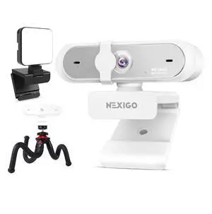 NexiGo 4K UHD Webcam Kit, N660P Pro 1080p 60fps Autofocus Webcam w/Distortion-Free Lens, Noise-Canceling Mics, Video Conference Light, Flexible Tripod Stand, for Gaming/Live Streaming/Switch 2, White NexiGo 4K UHD Webcam Kit, N660P Pro 1080p 60fps Autofocus Webcam w/Distortion-Free Lens, Noise-Canceling Mics, Video Conference Light, Flexible Tripod Stand, for Gaming/Live Streaming/Switch 2, White