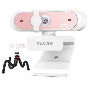 NexiGo 4K UHD Webcam Kit, N660P Pro Web Cam with Distortion-Free Lens, 1080p 60 fps Autofocus, 3DNR, Noise-Canceling Mics, Flexible Tripod Stand, for Gaming/Live Streaming/PC/Mac/Switch 2, Pink NexiGo 4K UHD Webcam Kit, N660P Pro Web Cam with Distortion-Free Lens, 1080p 60 fps Autofocus, 3DNR, Noise-Canceling Mics, Flexible Tripod Stand, for Gaming/Live Streaming/PC/Mac/Switch 2, Pink