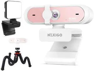 NexiGo 4K UHD Webcam Kit, N660P Pro 1080p 60fps Autofocus Webcam w/Distortion-Free Lens, Noise-Canceling Mics, Video Conference Light, Flexible Tripod Stand, for Gaming/Live Streaming/Switch 2, Pink NexiGo 4K UHD Webcam Kit, N660P Pro 1080p 60fps Autofocus Webcam w/Distortion-Free Lens, Noise-Canceling Mics, Video Conference Light, Flexible Tripod Stand, for Gaming/Live Streaming/Switch 2, Pink