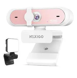 NexiGo 4K UHD Webcam Kit, N660P Pro Web Cam with Distortion-Free Lens, 1080p 60 fps Autofocus, 3DNR, Noise-Canceling Mics, Video Conference Light, for Gaming/Live Streaming/PC/Mac/Switch 2, Pink NexiGo 4K UHD Webcam Kit, N660P Pro Web Cam with Distortion-Free Lens, 1080p 60 fps Autofocus, 3DNR, Noise-Canceling Mics, Video Conference Light, for Gaming/Live Streaming/PC/Mac/Switch 2, Pink