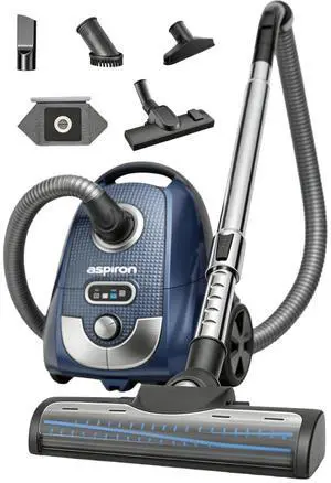 Aspiron Canister Vacuum, 1600W/40Kpa Canister Bagged Vacuum,4QT Dust Bag, H13 HEPA Filter, 5 Tools, Pet-Friendly,Variable Power Control,for Carpets, Hardwood Floors, Stairs, Pet Hair, Household,Car Aspiron Canister Vacuum, 1600W/40Kpa Canister Bagged Vacuum,4QT Dust Bag, H13 HEPA Filter, 5 Tools, Pet-Friendly,Variable Power Control,for Carpets, Hardwood Floors, Stairs, Pet Hair, Household,Car