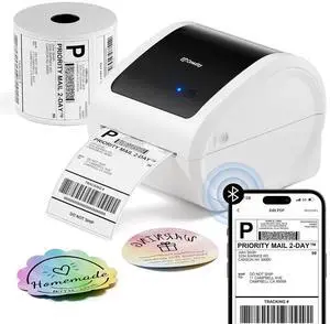 Bluetooth Shipping Label Printer with 1 Roll Labels - D520BT Thermal Label Printer, Thermal Printers with Built-in Label Holder, Come with 500PCS 4x6 White Labels (500 Labels/Roll) Bluetooth Shipping Label Printer with 1 Roll Labels - D520BT Thermal Label Printer, Thermal Printers with Built-in Label Holder, Come with 500PCS 4x6 White Labels (500 Labels/Roll)