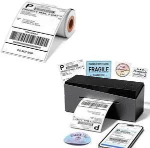 249BT Bluetooth Shipping Label Printer with 1 Roll 4x6 Thermal Labels 100pcs 249BT Bluetooth Shipping Label Printer with 1 Roll 4x6 Thermal Labels 100pcs